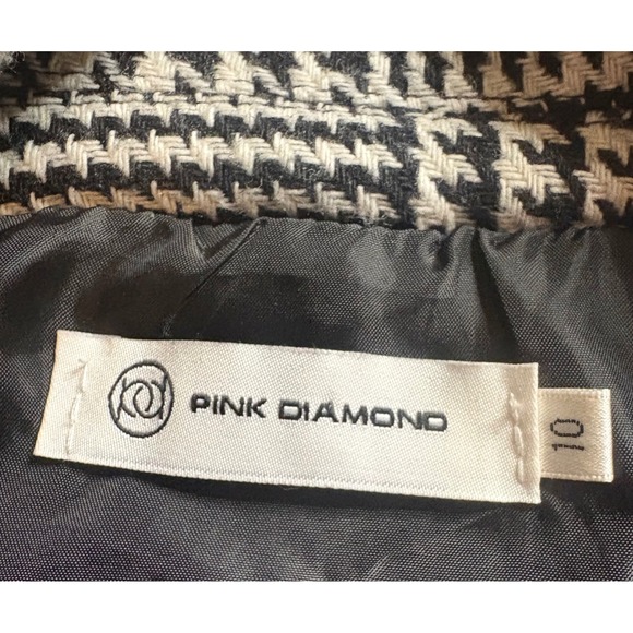 Pink Diamond Womens Black White Glen Plaid Double Breasted Blazer Size 10 - Picture 4 of 6